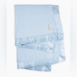 Little Giraffe Baby Blue Chenille Satin Fuzzy Comfy Blanket